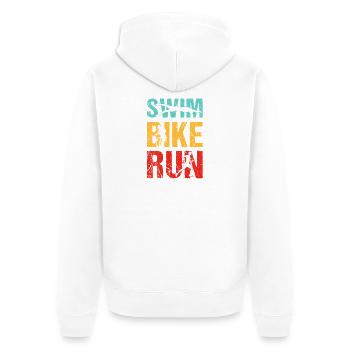 Triathlon Swimming Cycling Running Vintage Sports - Unisex Premium Organic Zip Hoodie - white - Back - Thijin (182cm)