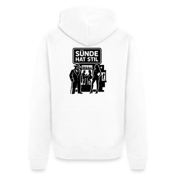 Sünde Hat Stil Ausgehen Nachtleben - Unisex Premium Bio Zip Hoodie - Weiß - Hinten - Thijin (182cm)