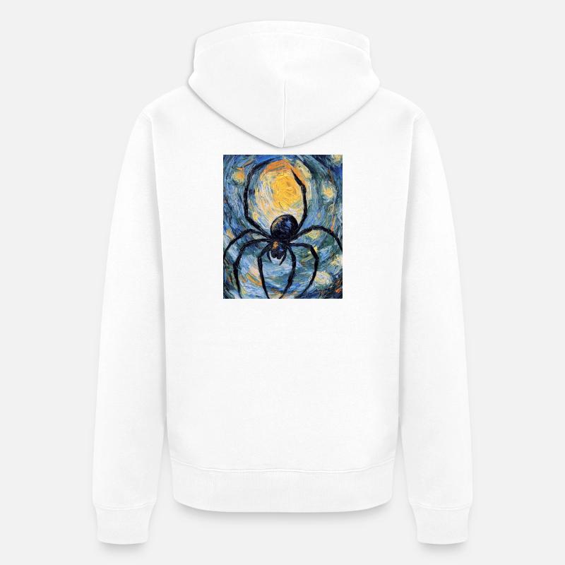 araignées araignées Halloween style Van Gogh - Veste à capuche bio Premium Unisexe - blanc