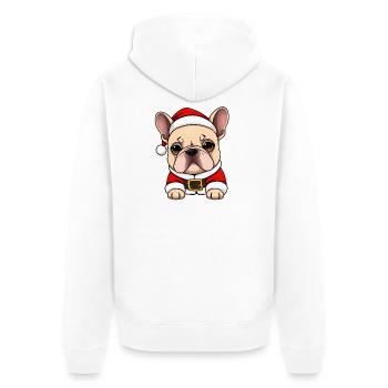 Bouledogue français comme Père Noël Noël - Veste à capuche bio Premium Unisexe - blanc - Dos - Thijin (182cm)