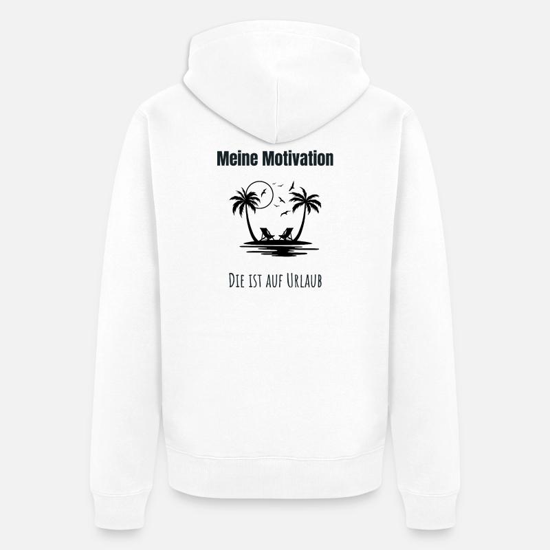 Ma motivation, c’est les vacances - Veste à capuche bio Premium Unisexe - blanc
