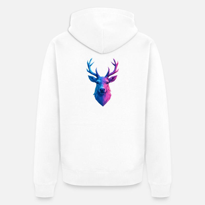 Renne de Noël Low Poly - Veste à capuche bio Premium Unisexe - blanc