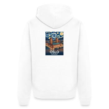Oslo - Unisex Premium Bio Zip Hoodie - Weiß - Hinten - Thijin (182cm)