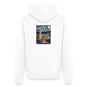 Wien - Unisex Premium Bio Zip Hoodie - Weiß - Hinten - Thijin (182cm)