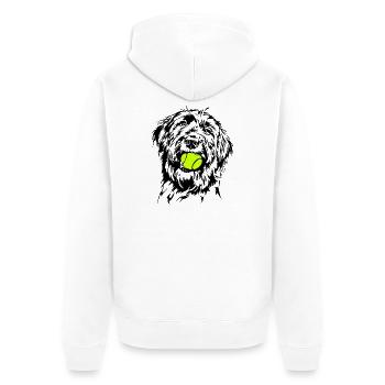 Briard Ball Balljunkie Dogs Wilsigns - Unisex Premium Organic Zip Hoodie - white - Back - Thijin (182cm)