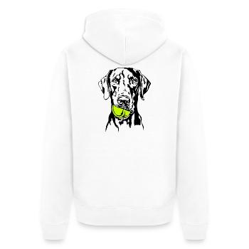 Doberman Ball Ball Junkie Dogs Wilsigns - Unisex Premium Organic Zip Hoodie - white - Back - Thijin (182cm)