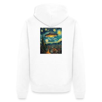  UFO Alien Außerirdische Fliegende Untertasse - Unisex Premium Bio Zip Hoodie - Weiß - Hinten - Thijin (182cm)