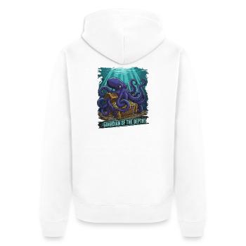 Deep Sea Guardian Octopus Treasure - Unisex Premium Organic Zip Hoodie - white - Back - Thijin (182cm)