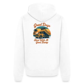 Great days start with a good dump funner - Unisex Premium Organic Zip Hoodie - white - Back - Thijin (182cm)