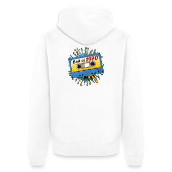 1970 MUSIKKASETTE BEST OF - Unisex Premium Bio Zip Hoodie - Weiß - Hinten - Thijin (182cm)