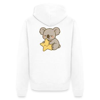 Koala Star Kuscheln - Unisex Premium Bio Zip Hoodie - Weiß - Hinten - Thijin (182cm)