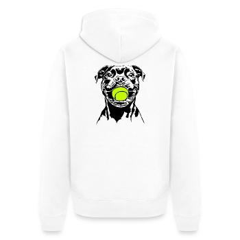 Staffordshire Bull Terrier Ball Junkie Wilsigns - Veste à capuche bio Premium Unisexe - blanc - Dos - Thijin (182cm)