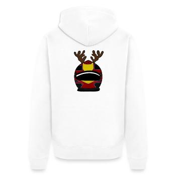 Rentier Helm  - Unisex Premium Bio Zip Hoodie - Weiß - Hinten - Thijin (182cm)