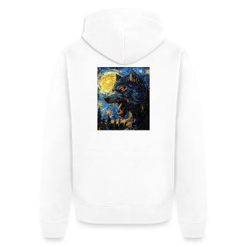 Loup loup-garou style Van Gogh - Veste à capuche bio Premium Unisexe - blanc - Dos - Thijin (182cm)