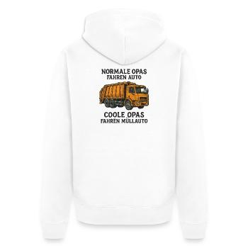 Coole Opas fahren Müllauto – Lustiges Opa Design - Unisex Premium Bio Zip Hoodie - Weiß - Hinten - Thijin (182cm)