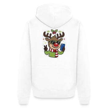 Noël Selfie Renne avec des lunettes - Veste à capuche bio Premium Unisexe - blanc - Dos - Thijin (182cm)