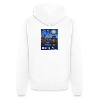 Berlin Nachthimmel Stadtmotiv - Unisex Premium Bio Zip Hoodie - Weiß - Hinten - Thijin (182cm)