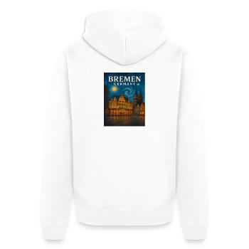 Bremen Night Light Skyline - Unisex Premium Organic Zip Hoodie - white - Back - Thijin (182cm)