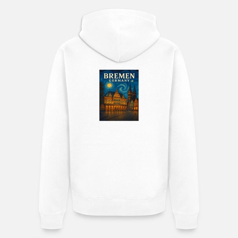 Lumière nocturne de Brême Horizon - Veste à capuche bio Premium Unisexe - blanc