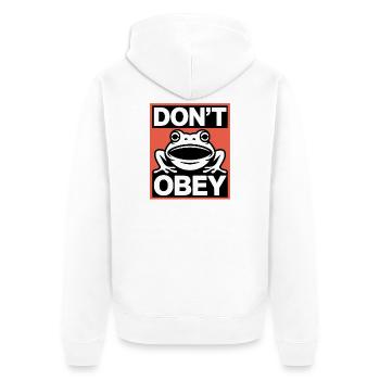 Don't obey - USA Frosch T-Shirt - Unisex Premium Bio Zip Hoodie - Weiß - Hinten - Thijin (182cm)