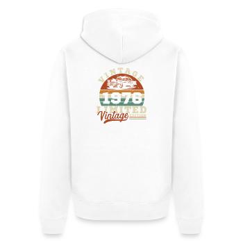 1976 Vintage Retro Geburtstagsgeschenk - Unisex Premium Bio Zip Hoodie - Weiß - Hinten - Thijin (182cm)