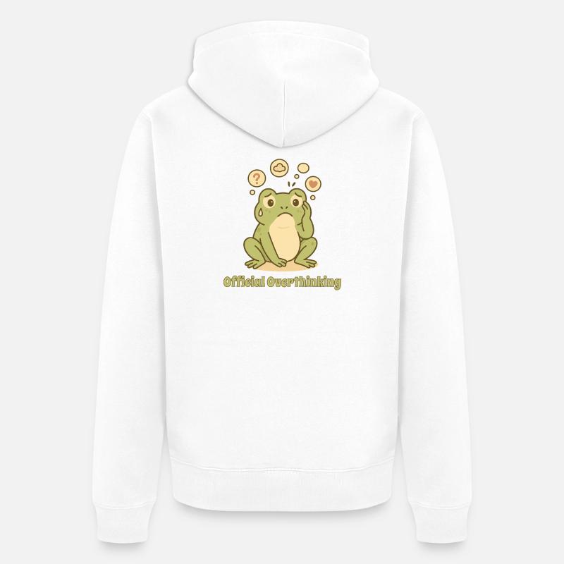 Grenouille réfléchie – Conception trop réfléchie - Veste à capuche bio Premium Unisexe - blanc