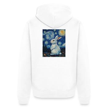Rabbit Van Gogh Style Starry Night - Unisex Premium Organic Zip Hoodie - white - Back - Thijin (182cm)