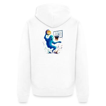 Halloween Ghost Dunk Pumpkin Sneaker - Unisex Premium Organic Zip Hoodie - white - Back - Thijin (182cm)