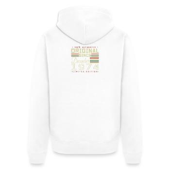 Les légendes sont nées en décembre 1974 - Veste à capuche bio Premium Unisexe - blanc - Dos - Thijin (182cm)