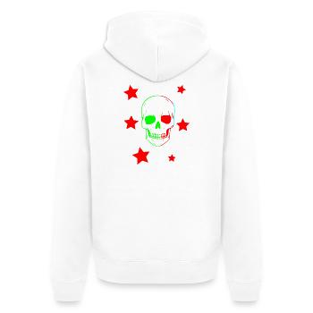 Prismatic Skull Amid Red Stars - Unisex Premium Organic Zip Hoodie - white - Back - Thijin (182cm)