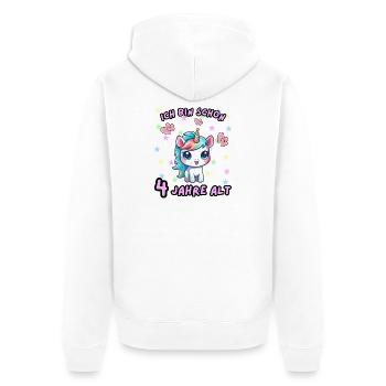 Licorne Anniversaire Design 4 Ans - Veste à capuche bio Premium Unisexe - blanc - Dos - Thijin (182cm)