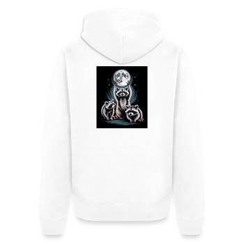 ratons laveurs sous la forêt nocturne de la pleine lune - Veste à capuche bio Premium Unisexe - blanc - Dos - Thijin (182cm)