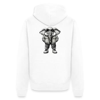 Elefant Cool Winter - Unisex Premium Bio Zip Hoodie - Weiß - Hinten - Thijin (182cm)