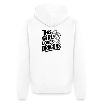 Dieses Mädchen liebt Drachen - Unisex Premium Bio Zip Hoodie - Weiß - Hinten - Thijin (182cm)