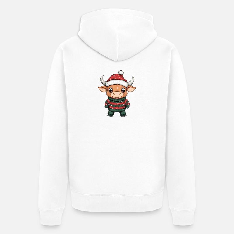 Taureau Noël - Veste à capuche bio Premium Unisexe - blanc