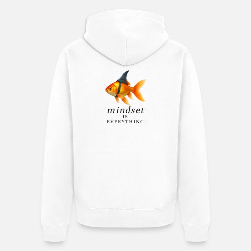Goldfish Mindset Conception de harnais, Motivation - Veste à capuche bio Premium Unisexe - blanc