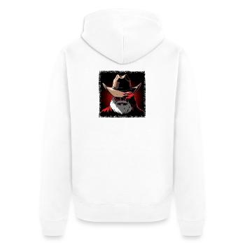 Minimalistischer Weihnachtsmann Gothic Cowboy  - Unisex Premium Bio Zip Hoodie - Weiß - Hinten - Thijin (182cm)