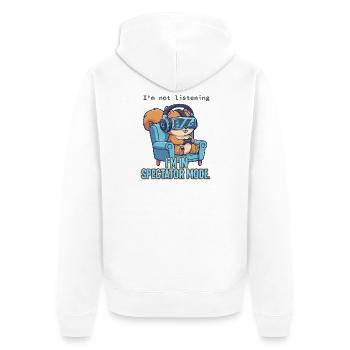 Die Aufmerksamkeit ist woanders - Unisex Premium Bio Zip Hoodie - Weiß - Hinten - Thijin (182cm)