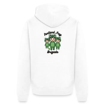 Portland Frog Brigade  - Unisex Premium Organic Zip Hoodie - white - Back - Thijin (182cm)