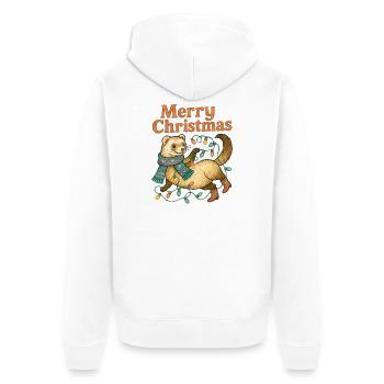 Joyeux furet avec des lumières de Noël - Veste à capuche bio Premium Unisexe - blanc - Dos - Thijin (182cm)