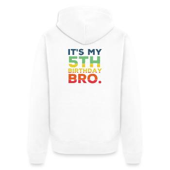 5ème anniversaire Bro Drôle 5 ans Garçon Cool - Veste à capuche bio Premium Unisexe - blanc - Dos - Thijin (182cm)
