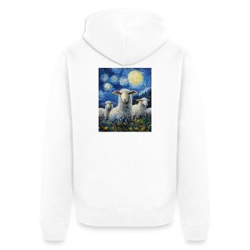 Mouton style Van Gogh Nuit étoilée - Veste à capuche bio Premium Unisexe - blanc - Dos - Thijin (182cm)