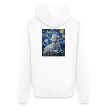 Mouton style Van Gogh Nuit étoilée - Veste à capuche bio Premium Unisexe - blanc - Dos - Thijin (182cm)