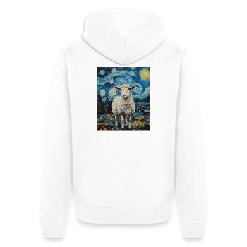 Mouton style Van Gogh Nuit étoilée - Veste à capuche bio Premium Unisexe - blanc - Dos - Thijin (182cm)