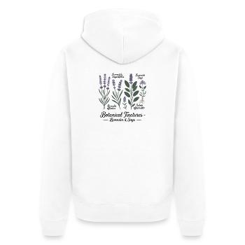 Teintures Végétales – Lavande & Sauge - Veste à capuche bio Premium Unisexe - blanc - Dos - Thijin (182cm)