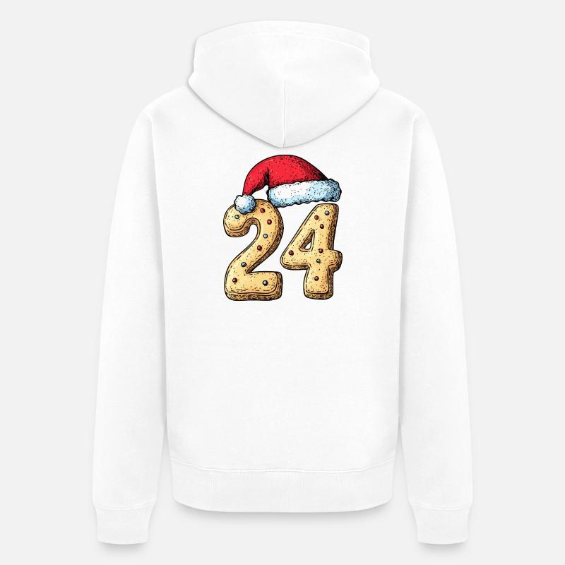 Biscuit de Noël à 24 chiffres - Veste à capuche bio Premium Unisexe - blanc
