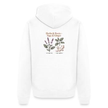 Botanical Herbs - Sage & Ginger - Unisex Premium Organic Zip Hoodie - white - Back - Thijin (182cm)