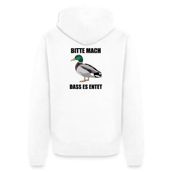 Canard s’il vous plaît Make It Duck en disant des canards drôles - Veste à capuche bio Premium Unisexe - blanc - Dos - Thijin (182cm)