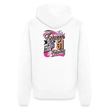 Reine du 51e anniversaire - Veste à capuche bio Premium Unisexe - blanc - Dos - Thijin (182cm)