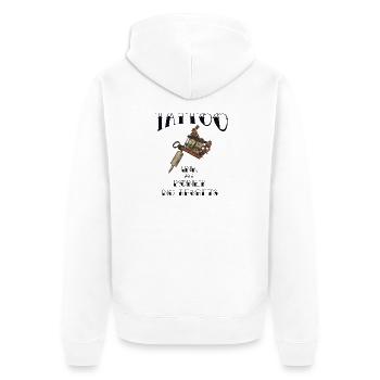 Tattoo Machine INK & MONEY - Unisex Premium Organic Zip Hoodie - white - Back - Thijin (182cm)